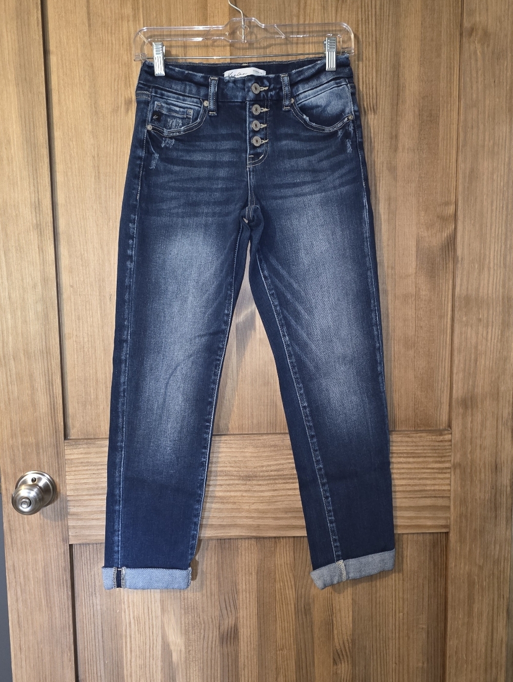 KanCan Boyfriend  Dark Wash Women’s Jeans with Button Fly